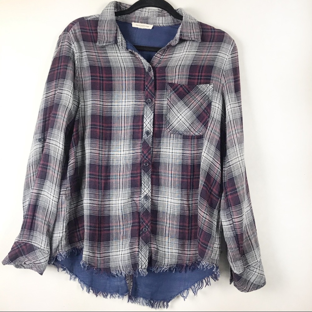 🔴Beachlunchlounge | Button Down Fringe Flannel